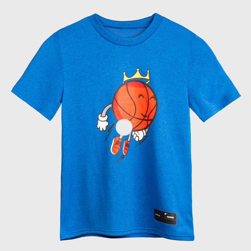 Girls'/Boys' Basketball T-Shirt TS500 Fast - Blue Flying Ball
