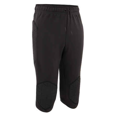 Črne tričetrtinske hlače za nogometnega vratarja F100 za otroke