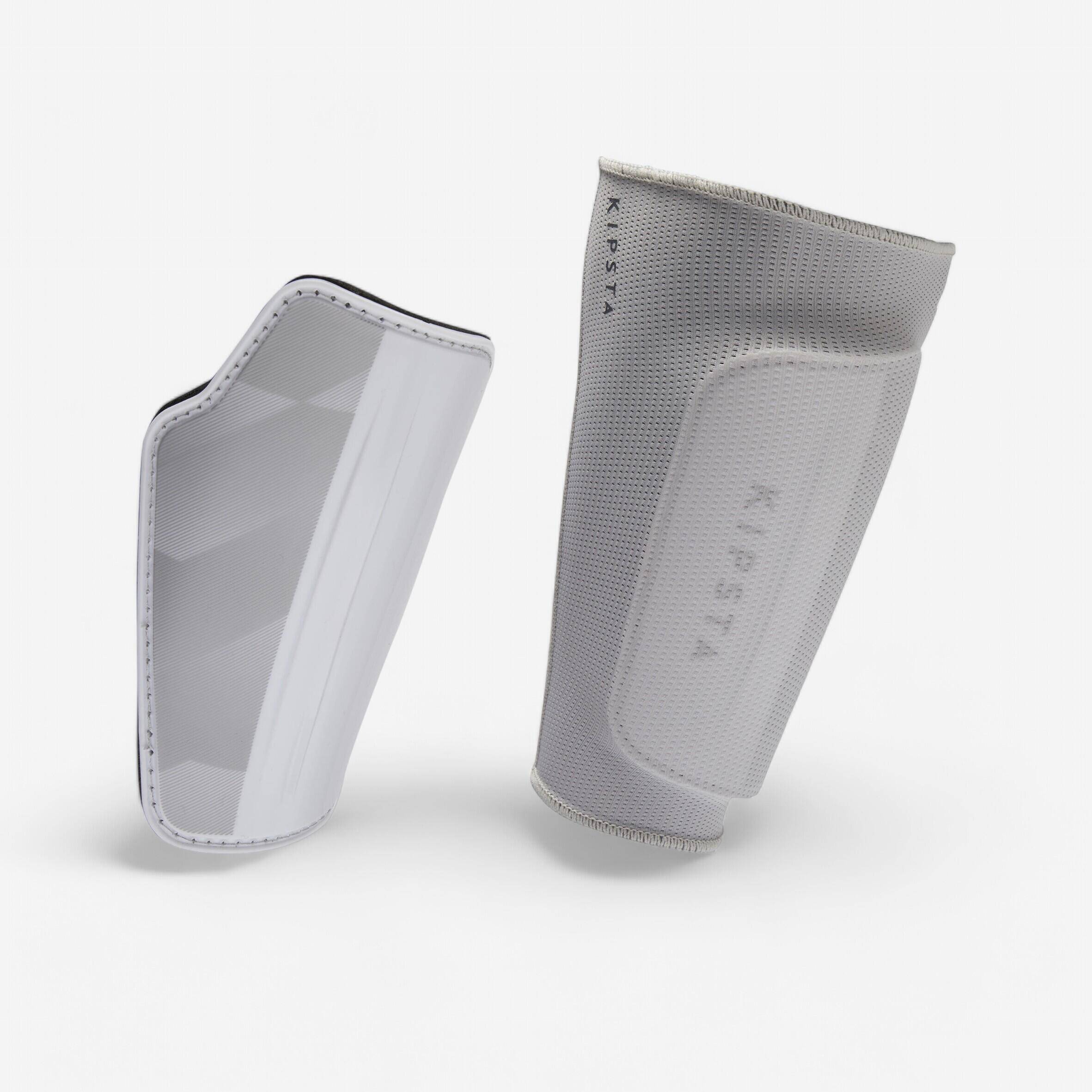 Adult Football Shin Pads F500 Viralto - White/Grey -  3