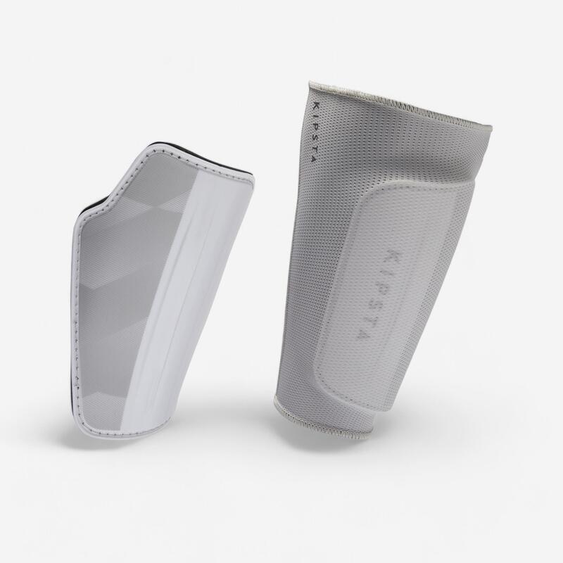 Espinilleras de fútbol adulto F500 VIRALTO blanco y gris