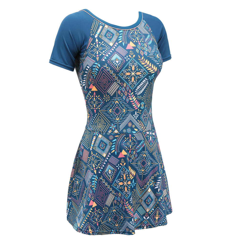 Maillot de bain de natation femme une pièce jupet Una short sleeve BLUE PRINT