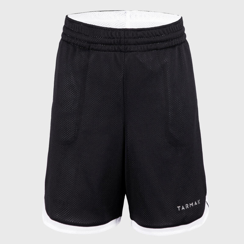 SHORT DE BASKET REVERSIBLE POUR GARCON/FILLE SH500R NOIR BLANC