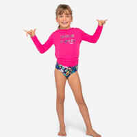 kids’ surfing anti-UV long-sleeved printed water T-shirt - pink