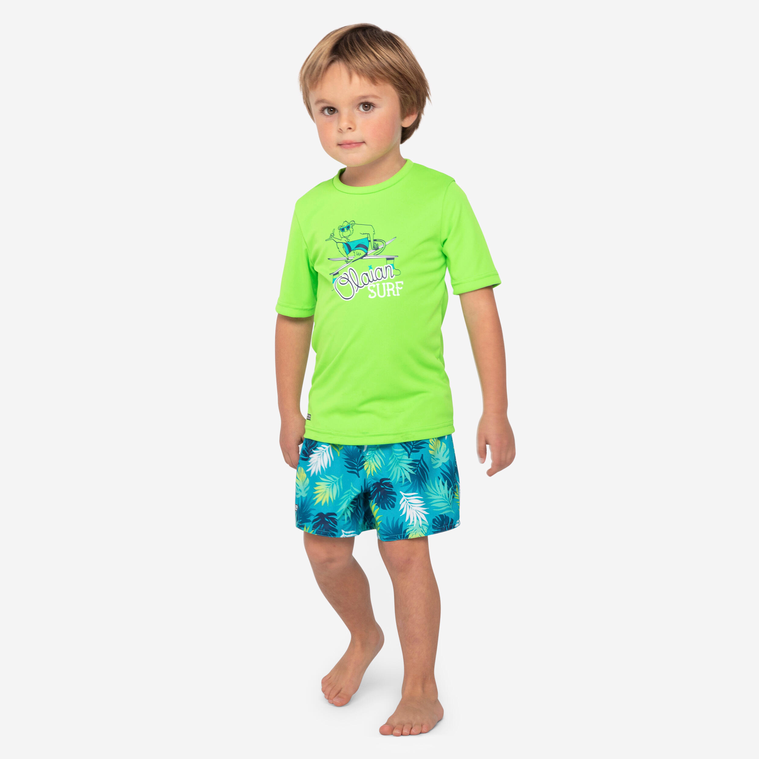 Boy's swim shorts - 100 shadow green 2/4