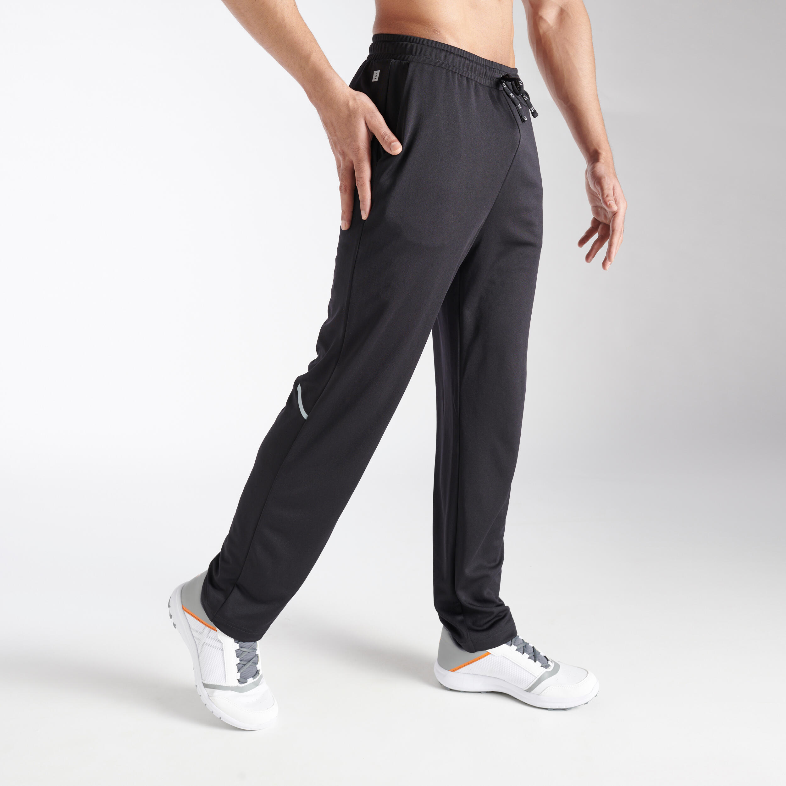 Men Gym Track Pants Polyester Slim Fit Grey By Decathlon