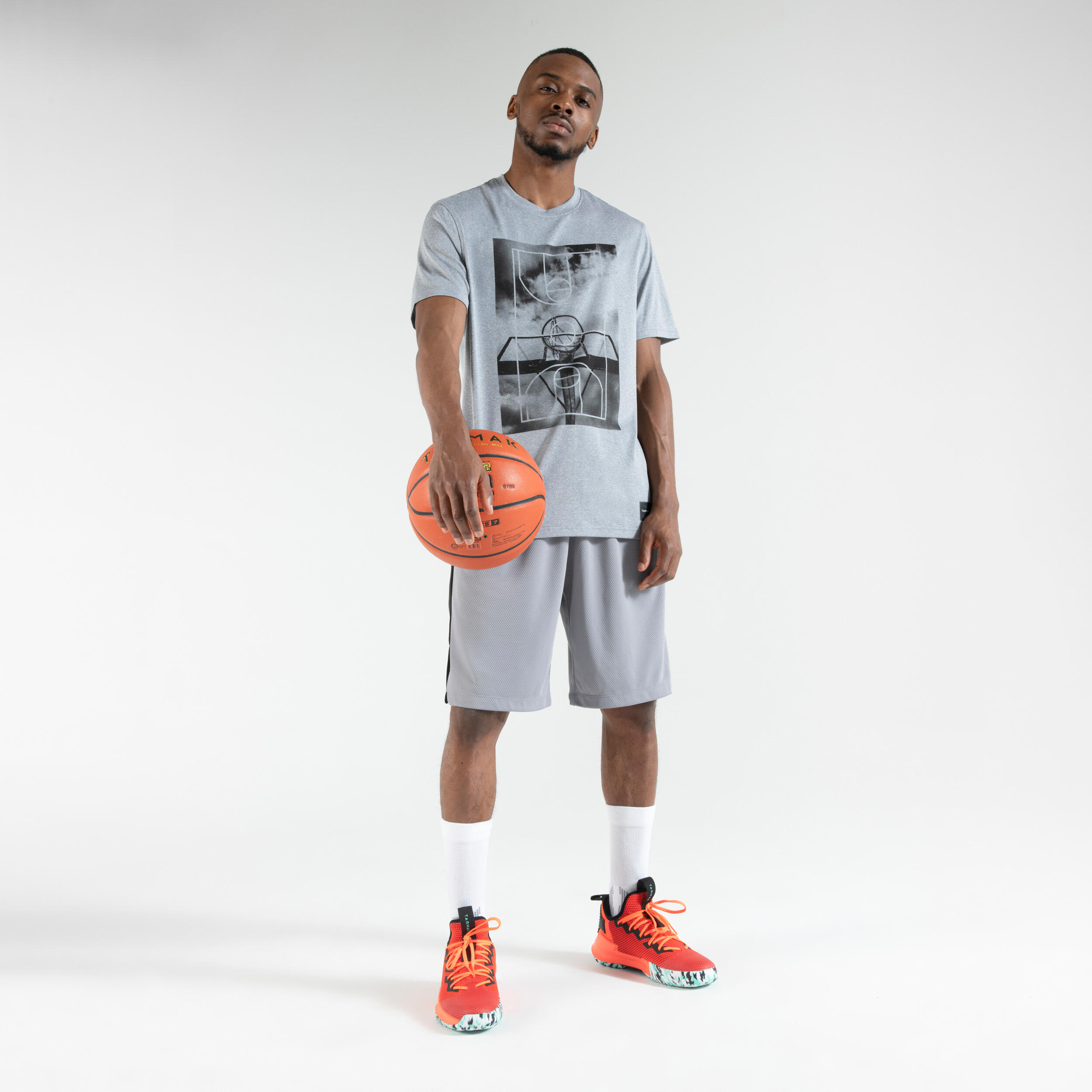 Men's/Women's Basketball T-Shirt/Jersey TS500 Fast - Light Grey 6/7