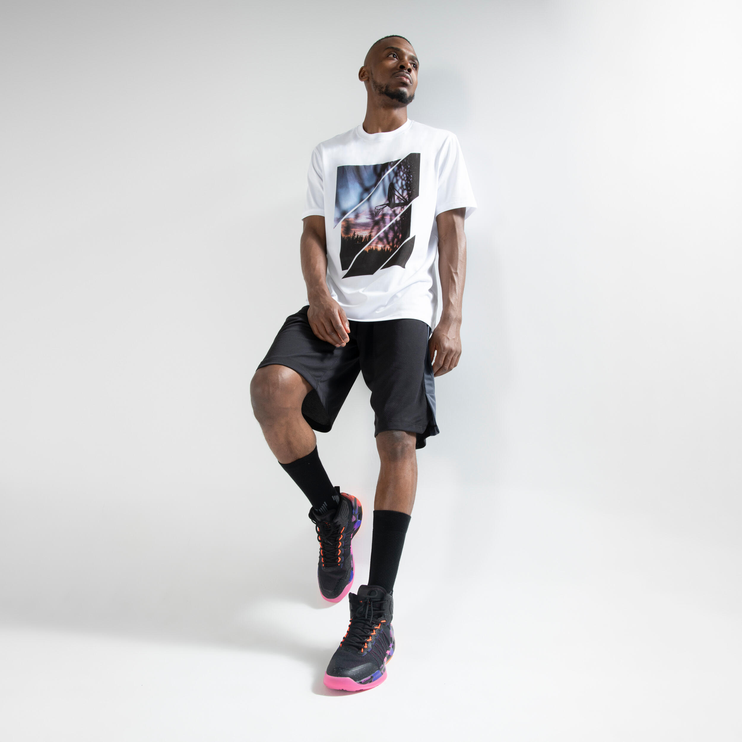 POLERA DE BASKETBALL HOMBRE TS500 FAST BLANCO - Decathlon
