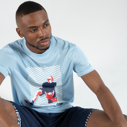 T-SHIRT / MAILLOT BASKETBALL HOMME/FEMME -  TS500 FAST BLEU CLAIR