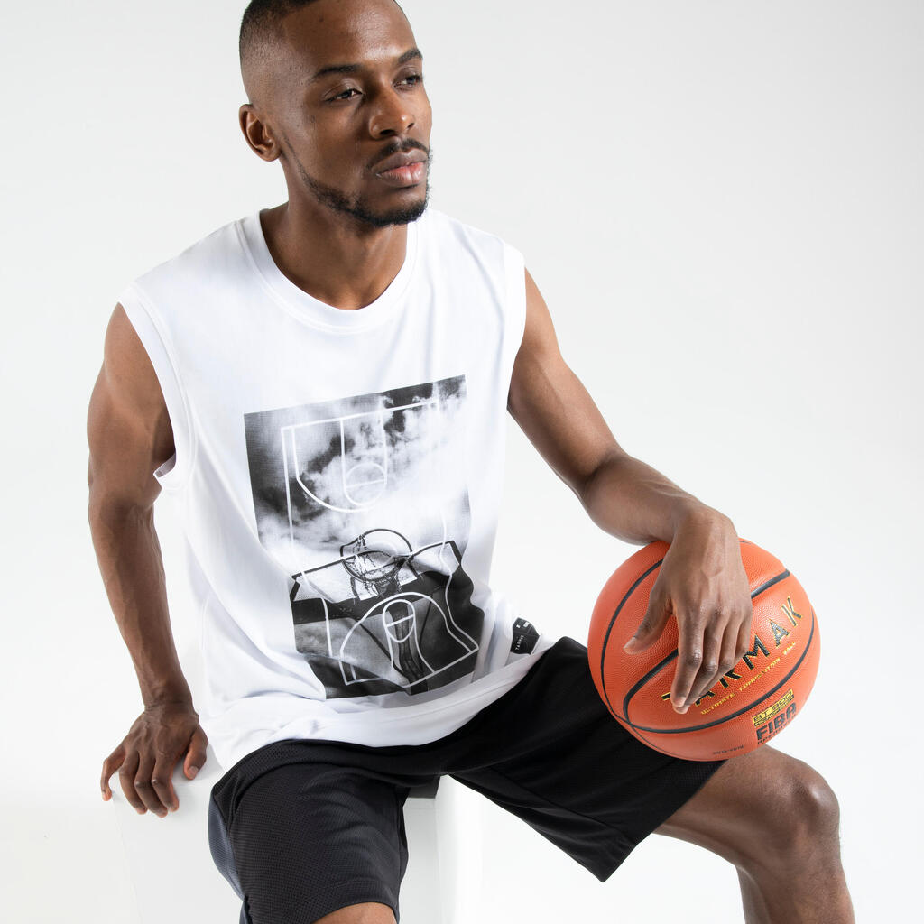 Basketballshirt Trikot ärmellos TS500 Herren Ground weiss