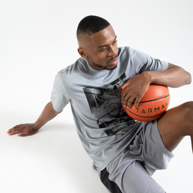 T-SHIRT / MAILLOT BASKETBALL HOMME/FEMME - TS500 FAST GRIS CLAIR