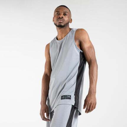 MAILLOT DE BASKETBALL SANS MANCHE - HOMME T500 GRIS