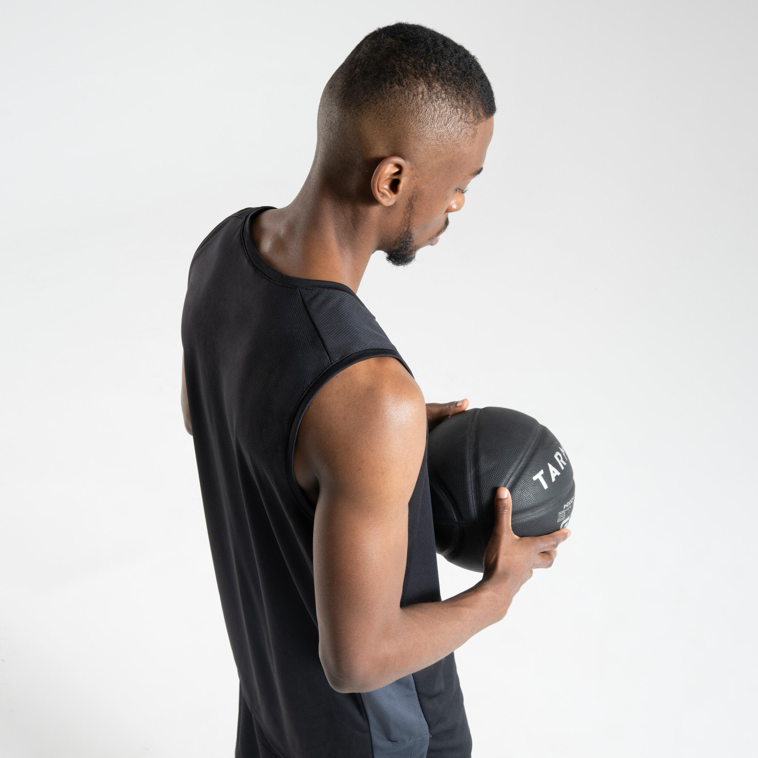 Men's Sleeveless Basketball Jersey T500 - Black 7/8