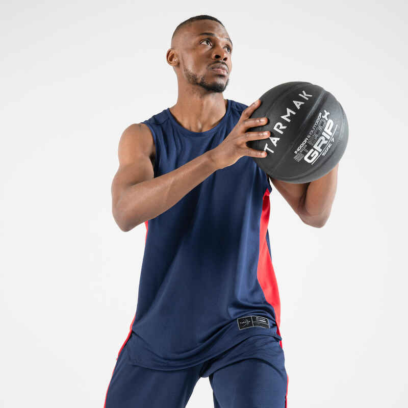 Men's Sleeveless Basketball Jersey T500 Dark Blue/Red Décathlon