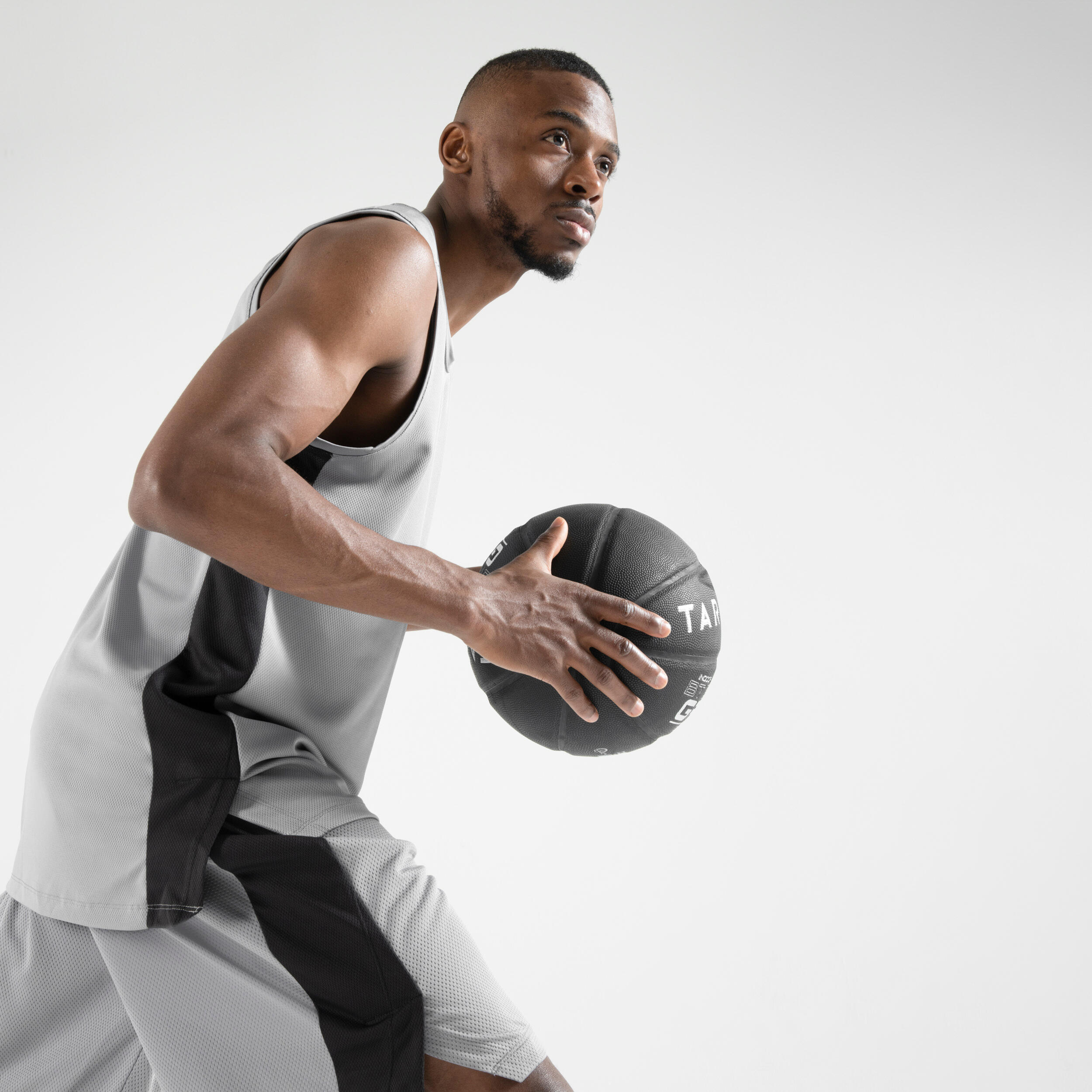 Men's Sleeveless Basketball Jersey T500 Grey TARMAK Decathlon
