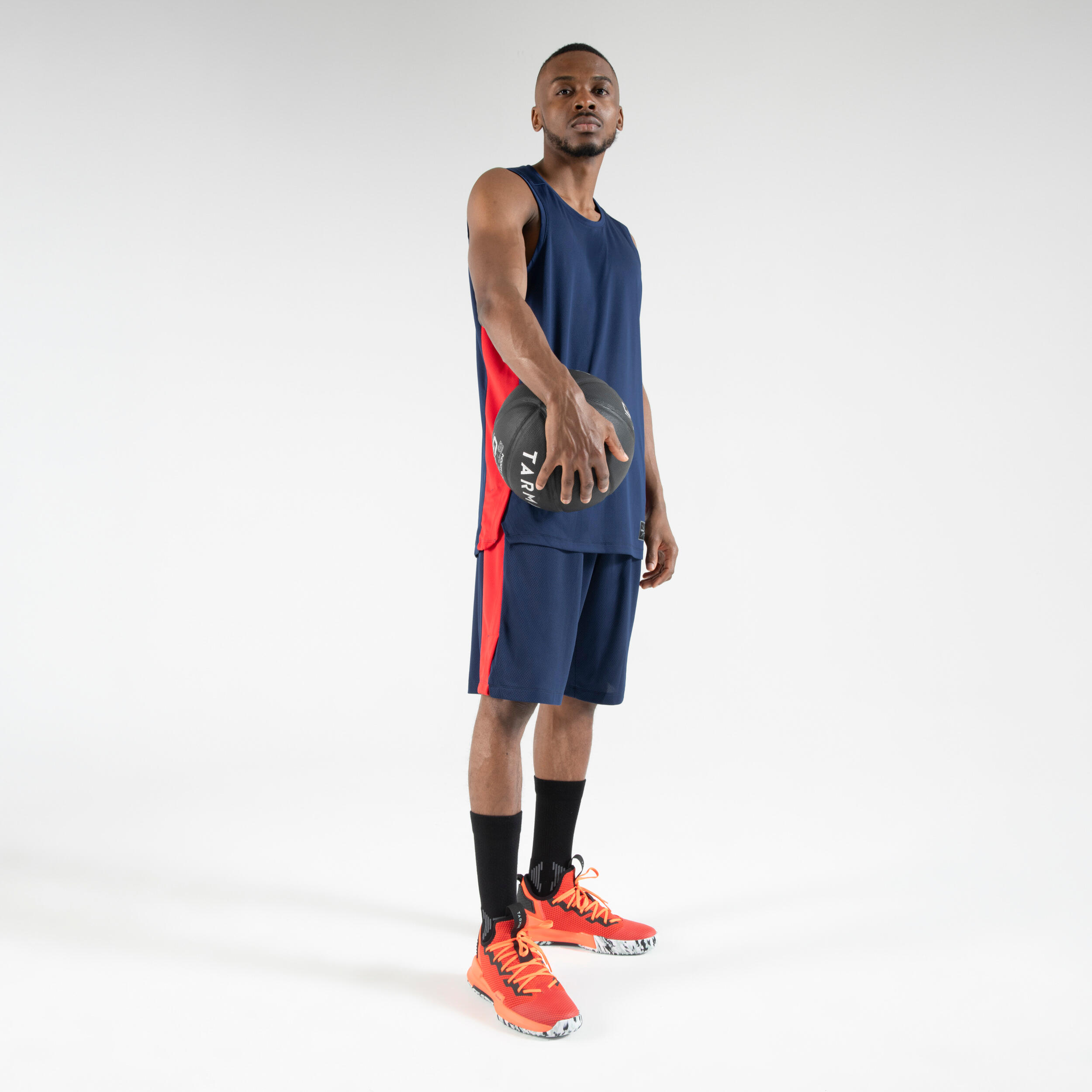 Men's Sleeveless Basketball Jersey T500 - Dark Blue/Red 5/6