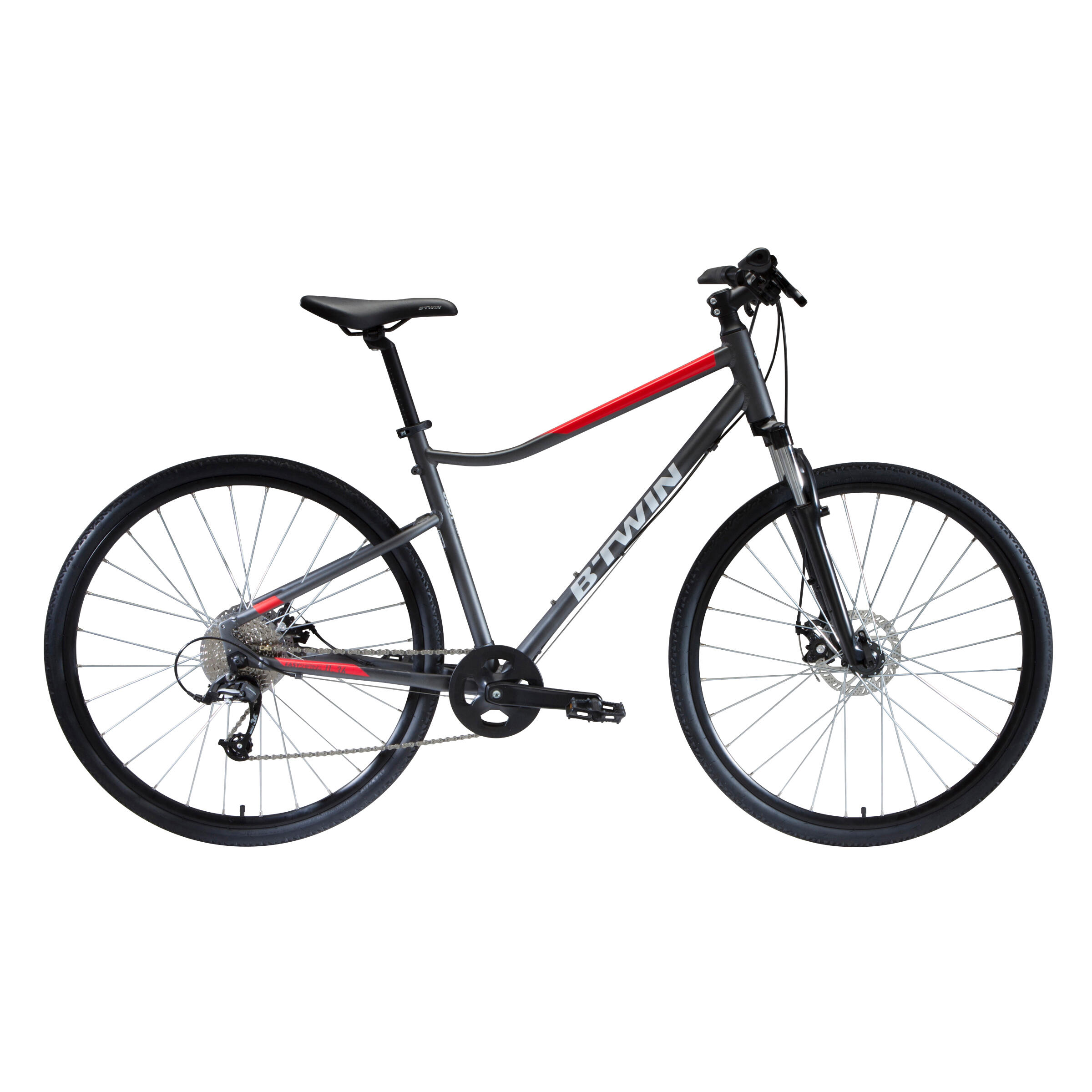 Hybrid Bike with Disc Brakes - RS 500 Grey/Red - RIVERSIDE