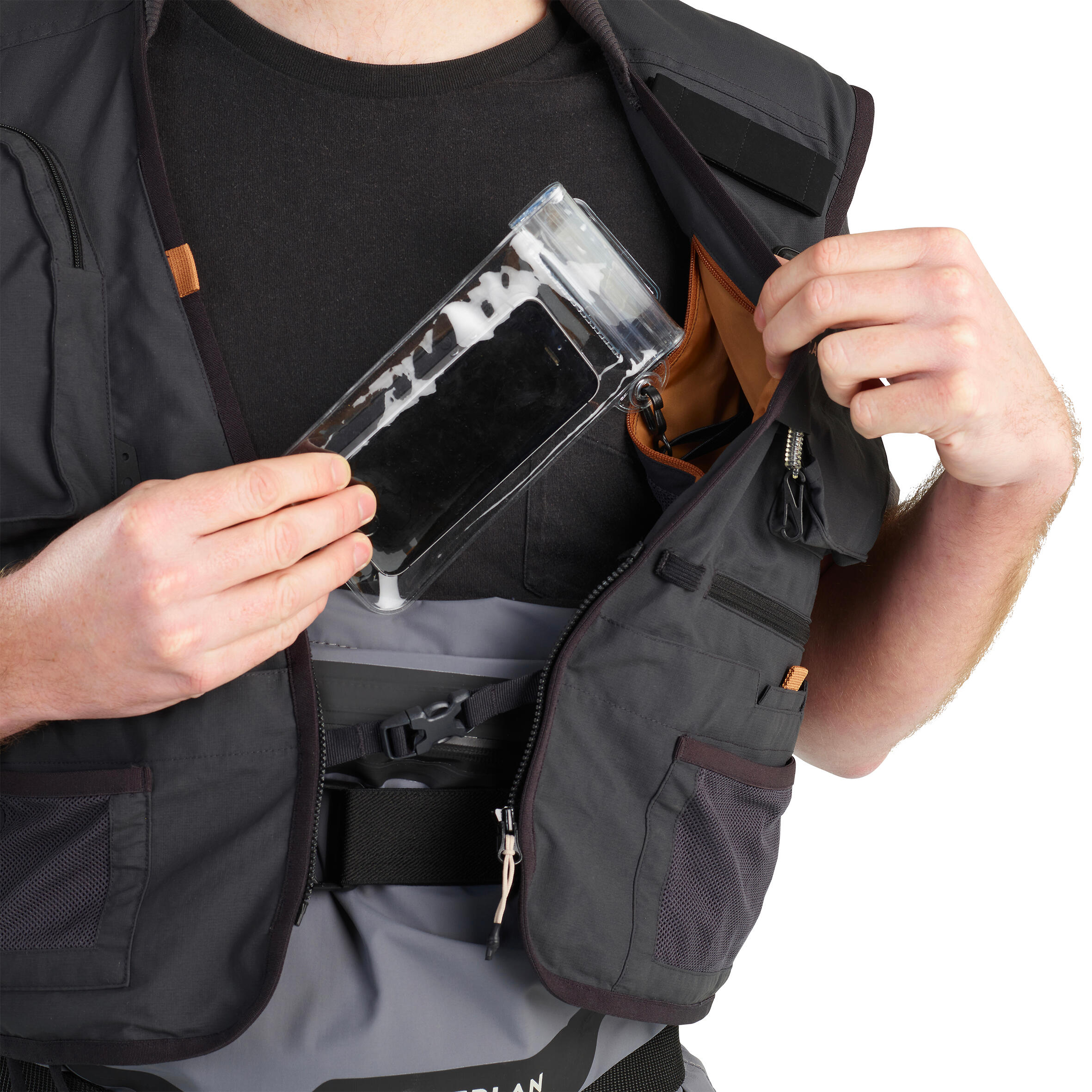 Gilet de p??che en wading - FV 500 WD gris CAPERLAN | Decathlon