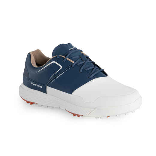 
      Men's golf waterproof grip shoes - white and blue
  