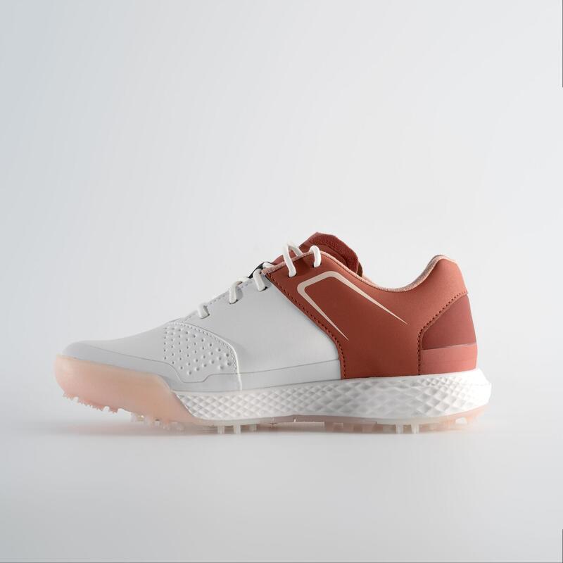 Chaussures golf Grip Waterproof Femme - blanc & terracotta