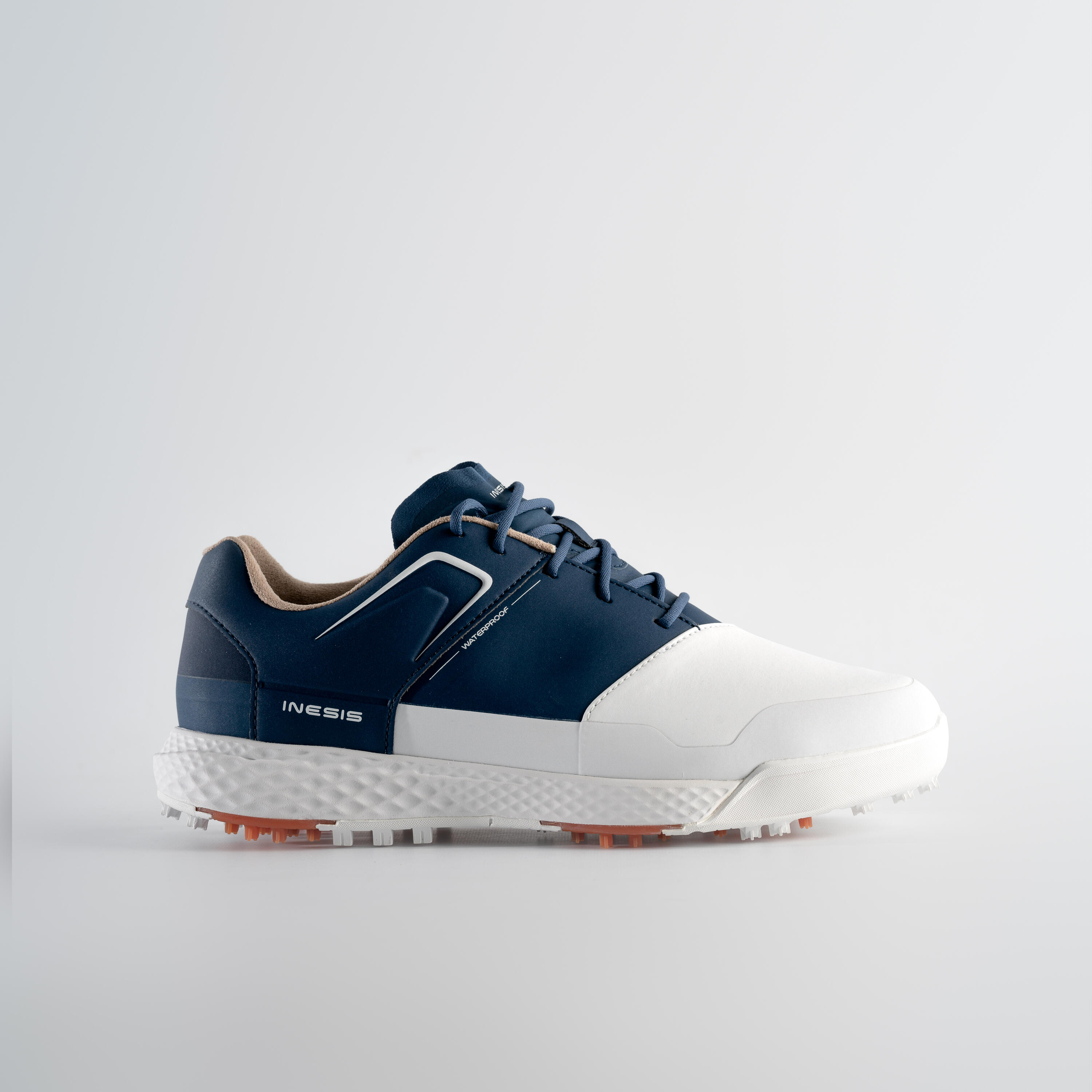 Men's golf waterproof grip shoes - white and blue 2/7