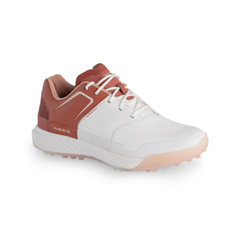 Chaussures golf Grip Waterproof Femme - blanc & terracotta