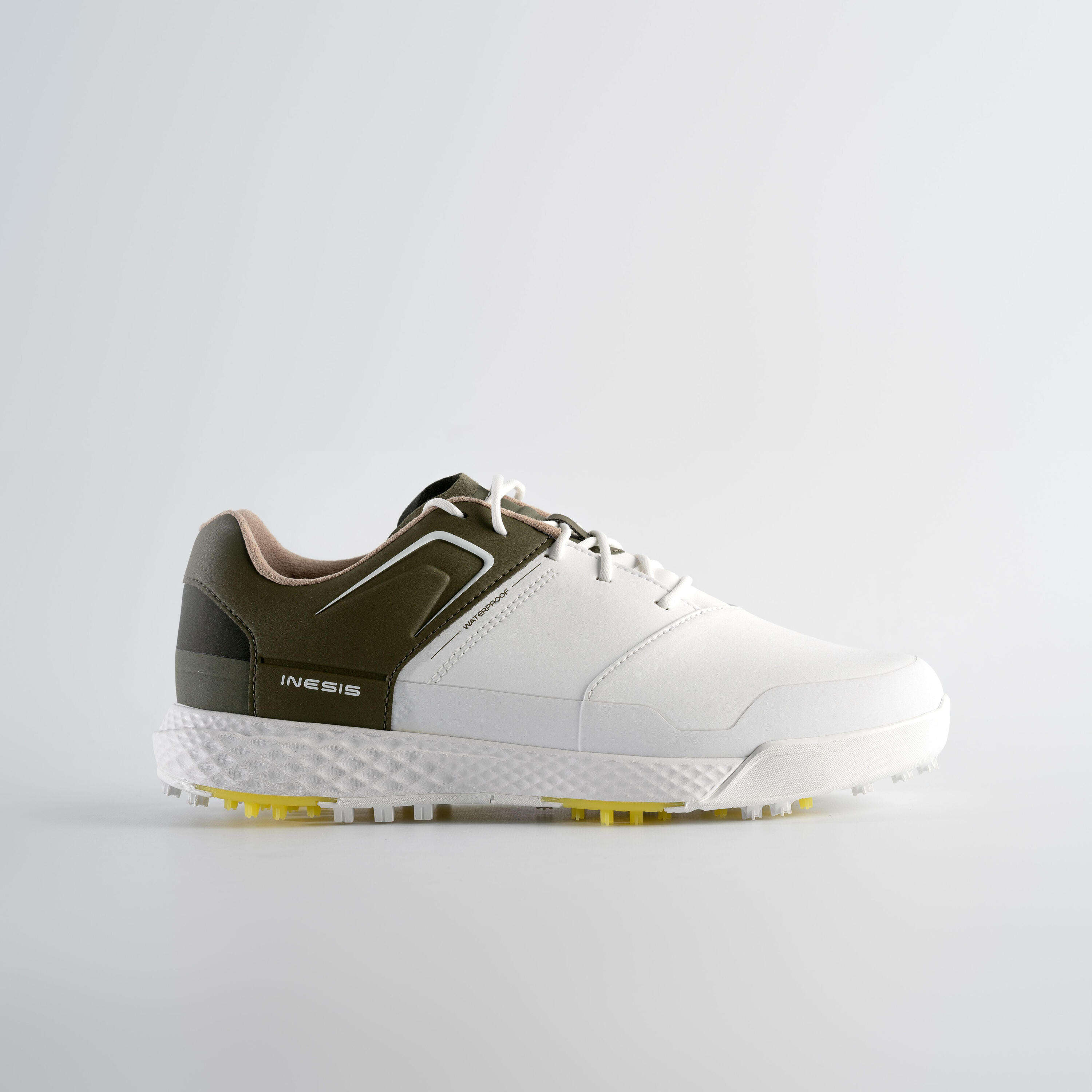 Men’s golf waterproof grip shoes - white and khaki 2/7