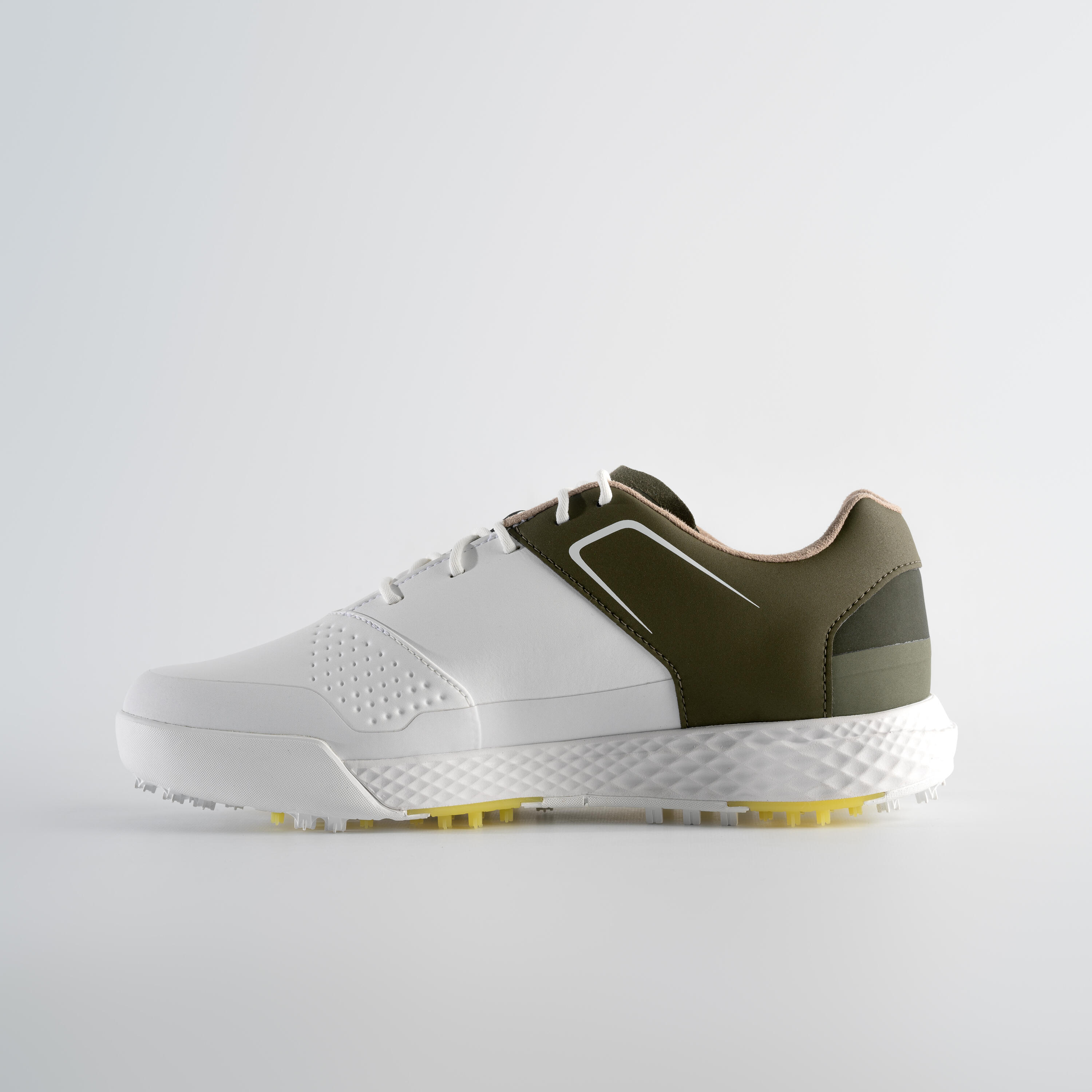 Men’s golf waterproof grip shoes - white and khaki 3/7
