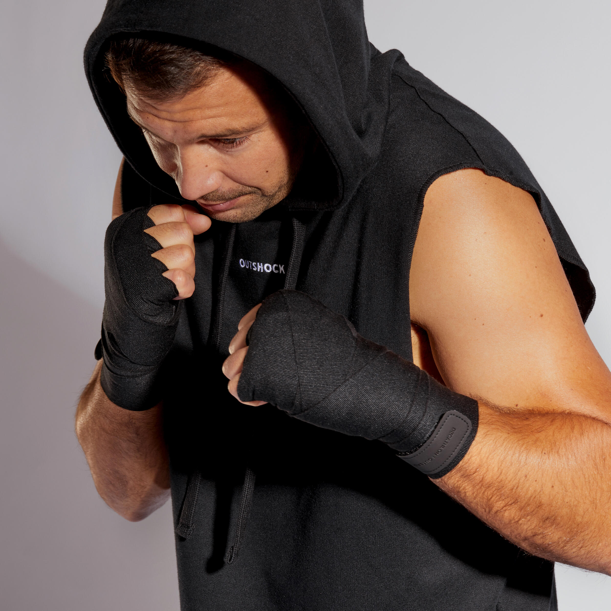 BLACK HOODED BOXING TANK TOP