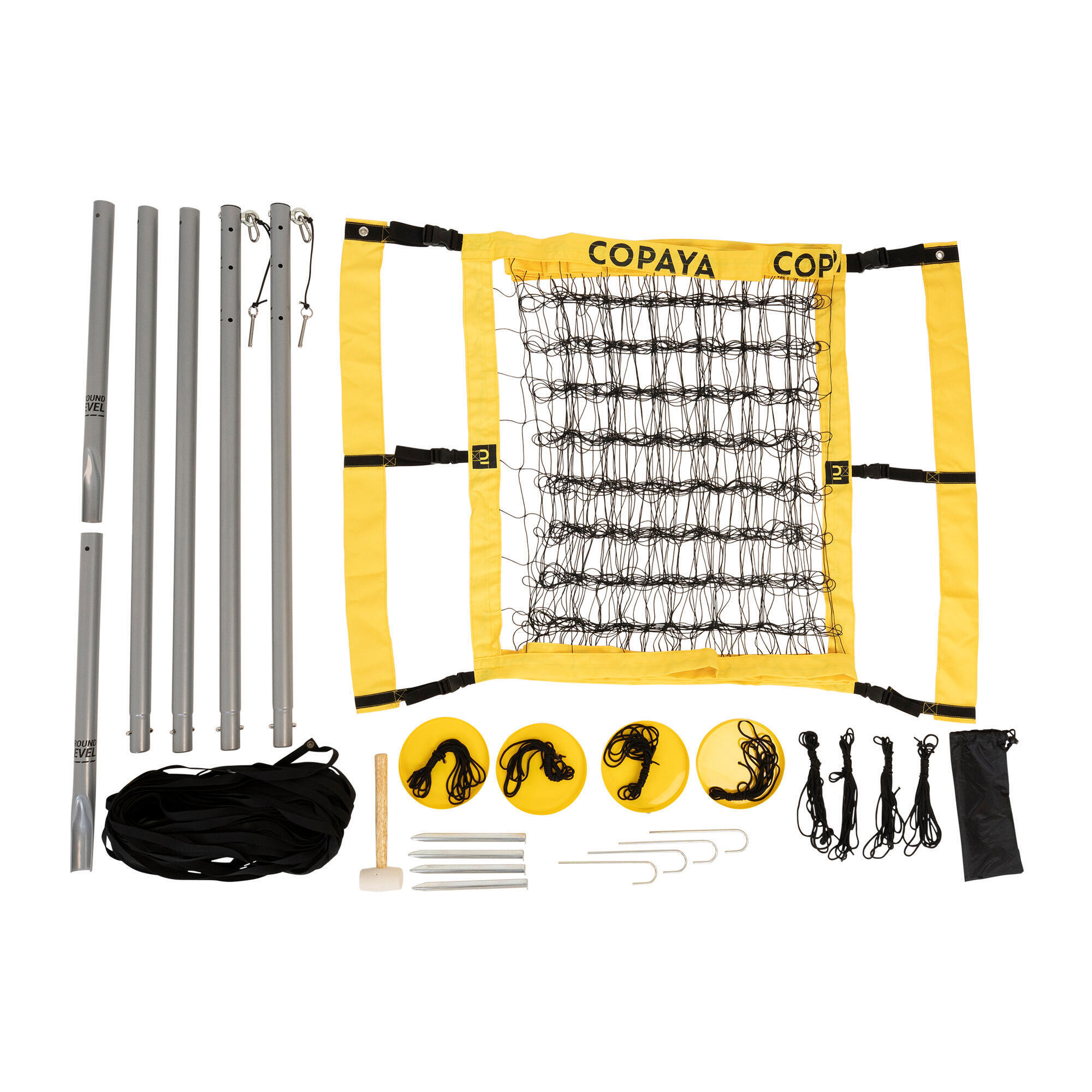 Set Fileu + Structură Volei pe Plajă BV900 Dimensiuni oficiale Galben