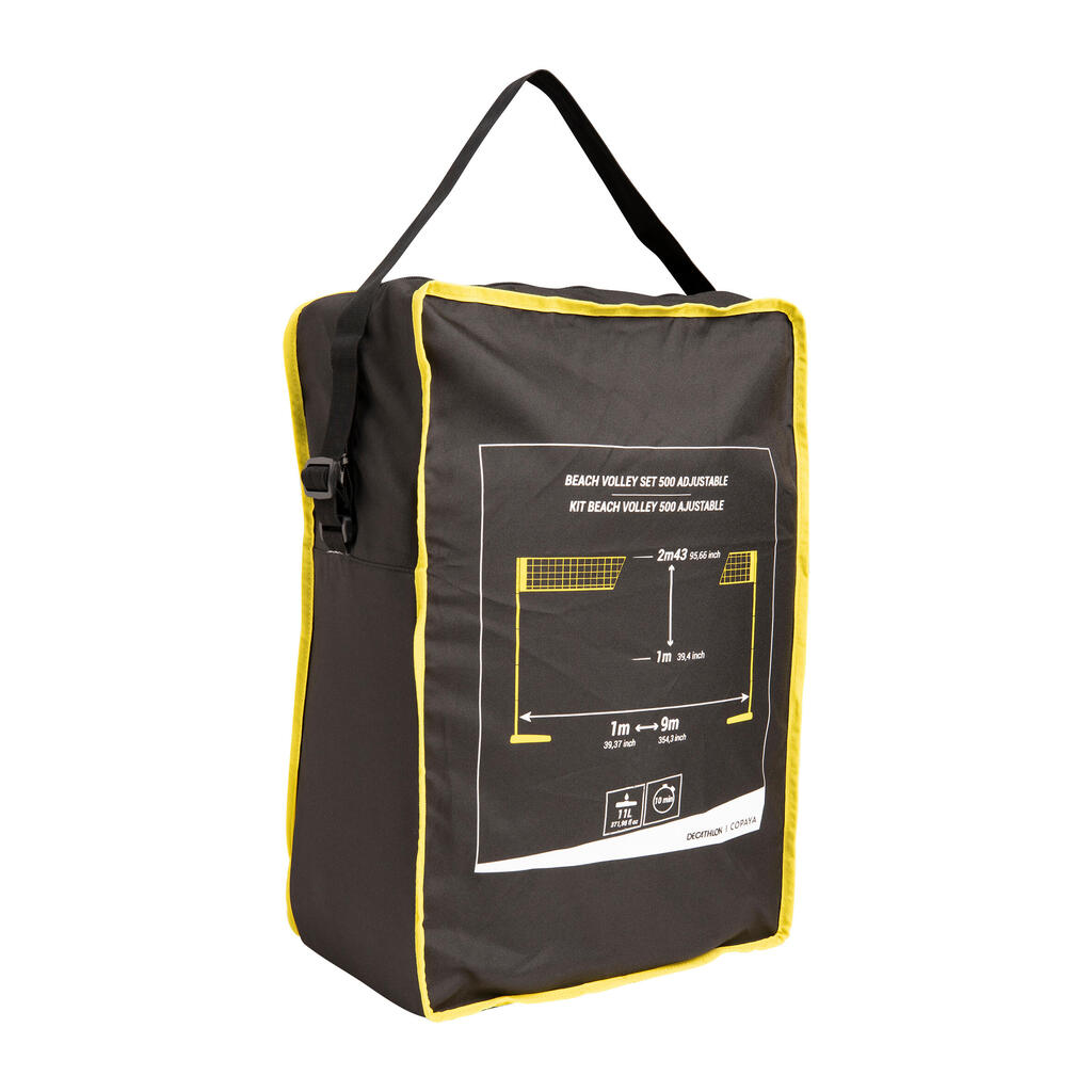 Set (filet et poteaux) de beach volley bv500 ajustable jaune