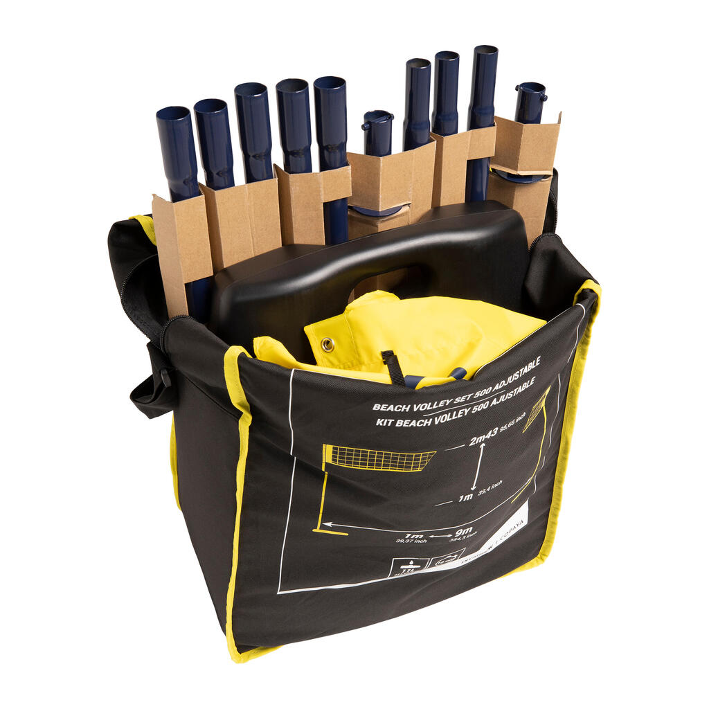 Set (filet et poteaux) de beach volley bv500 ajustable jaune
