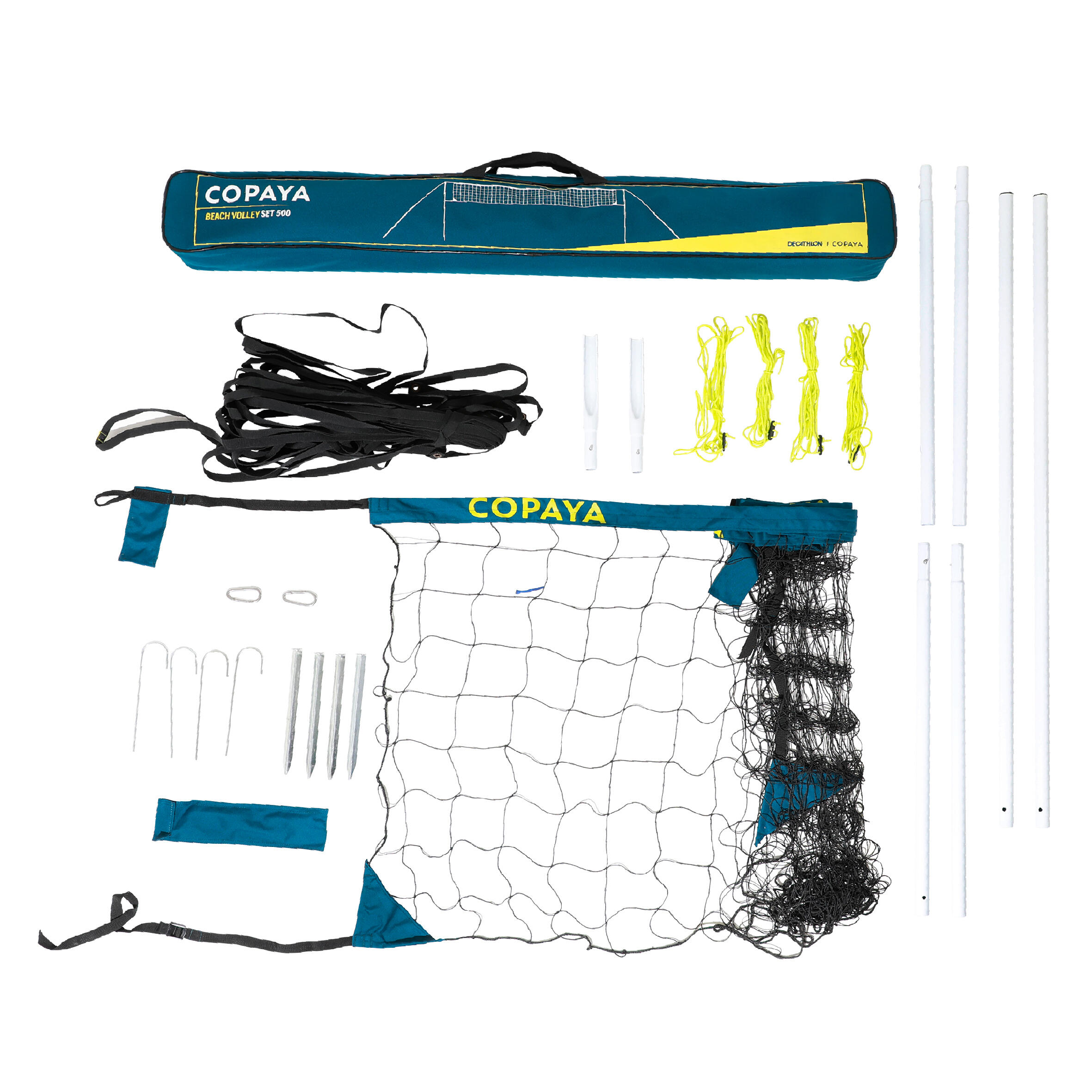 PLYOGO Filet de volley-ball pour jardin, filet de volley-ball professionnel portable pour extérieur avec poteaux réglables en aluminium, design anti- affaissement, double réglage de tension pour la