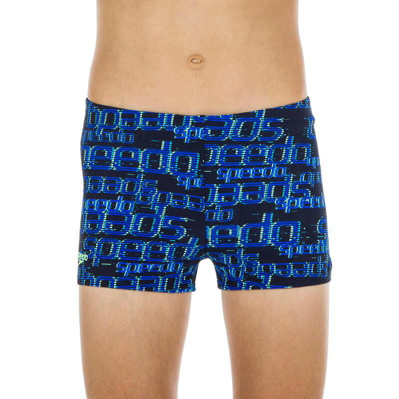 Zwemboxer voor jongens blauw met print
