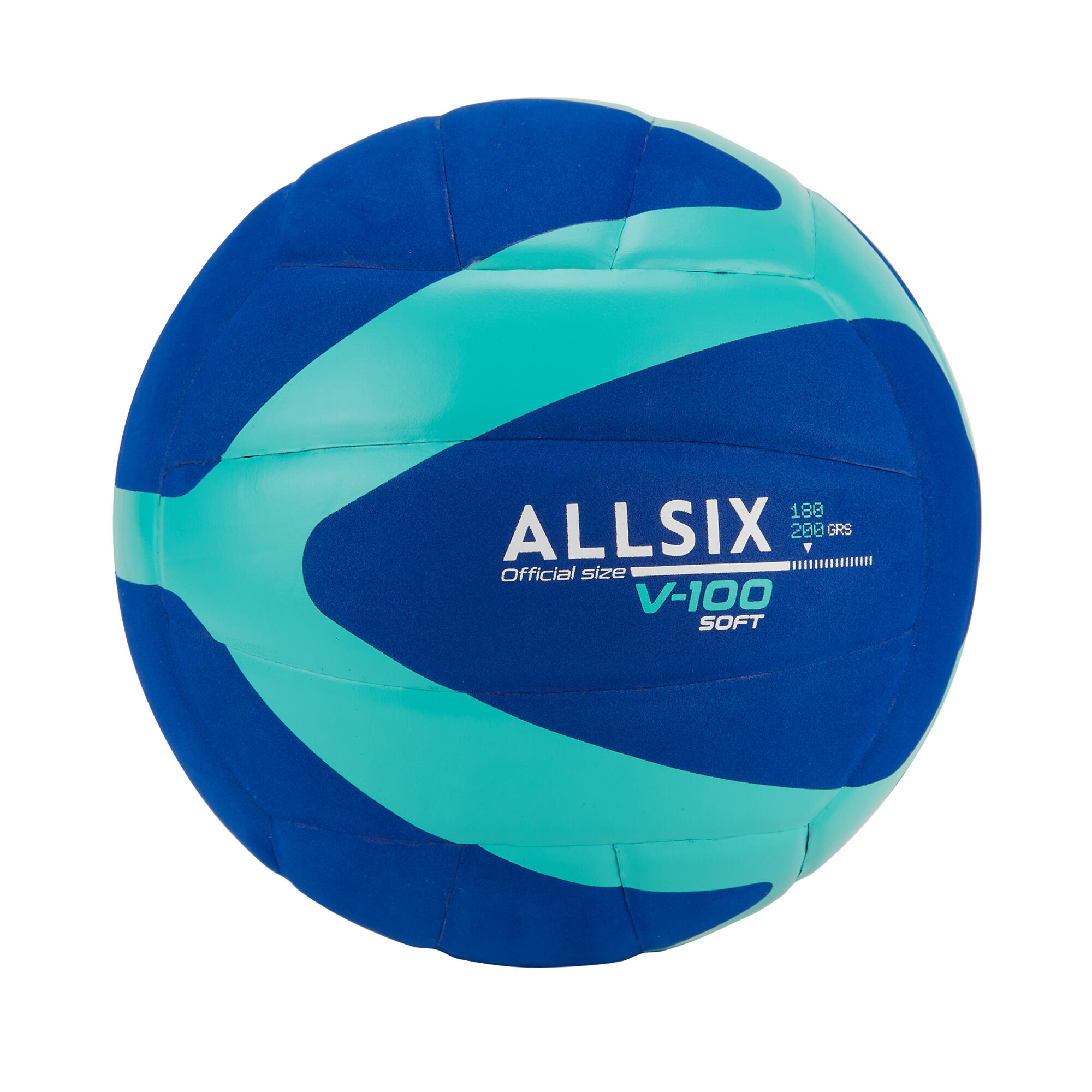BALLON DE VOLLEYBALL V100 SOFT 180200G BLEU POUR LES 45 ANS ALLSIX