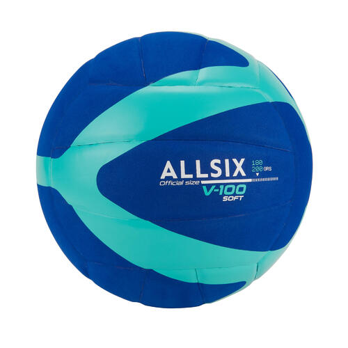 Ballon de Volleyball V100 Soft 180 - 200 g pour les 4 à 5 Ans - Bleu