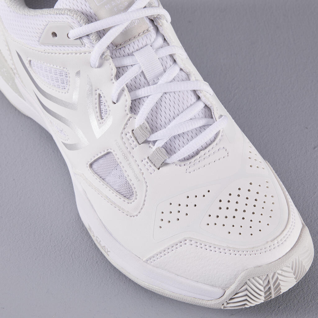 Dámska tenisová obuv TS500 na antuku bielo-béžová