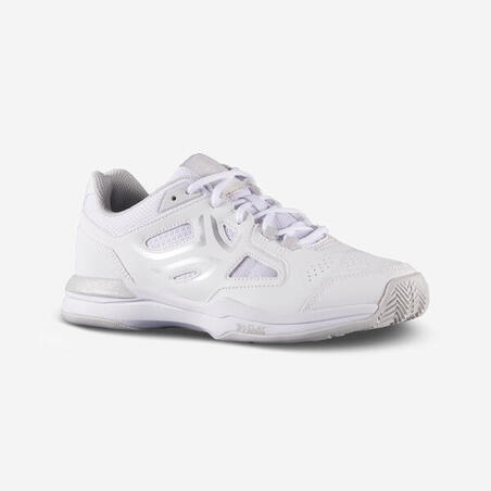 CHAUSSURES DE TENNIS  FEMME TERRE BATTUE TS500 BLANCHE