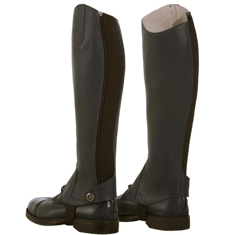 Paddock 700 Adult Horse Riding Leather Half Chaps Brown FOUGANZA
