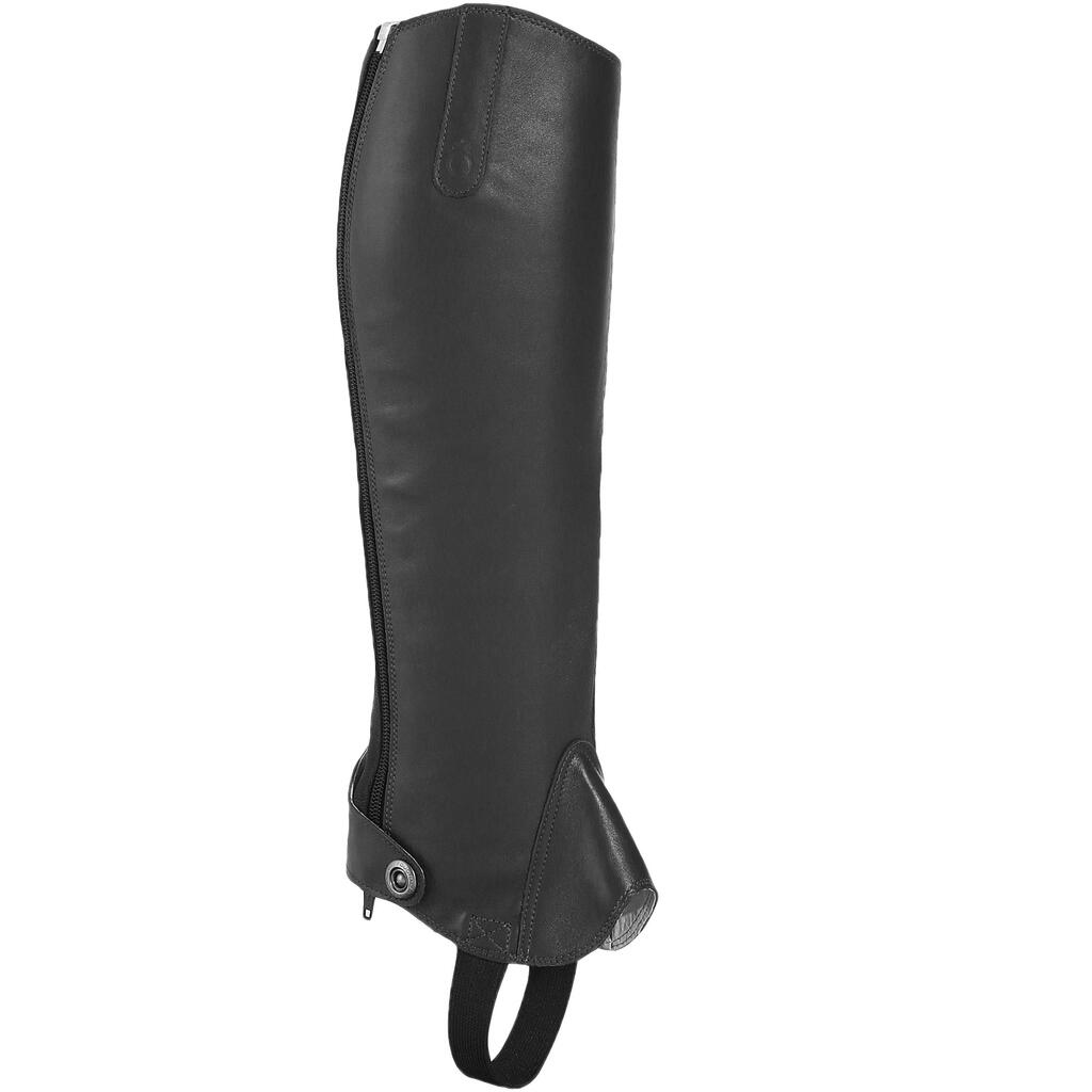 Polainas cuero equitación adulto PADDOCK 700 Negro 