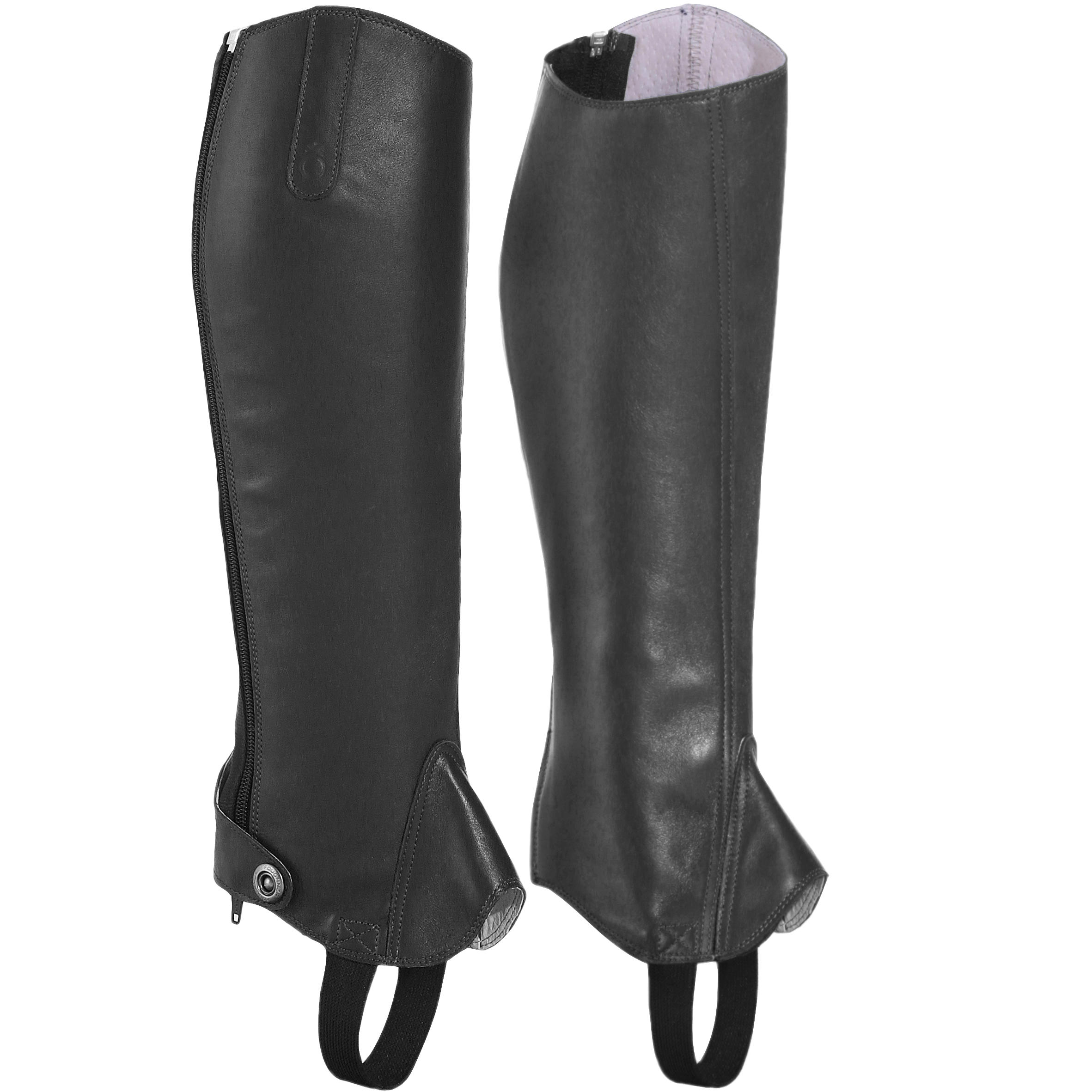 Paddock 700 Adult Horse Riding Leather Half Chaps - Black 2/10