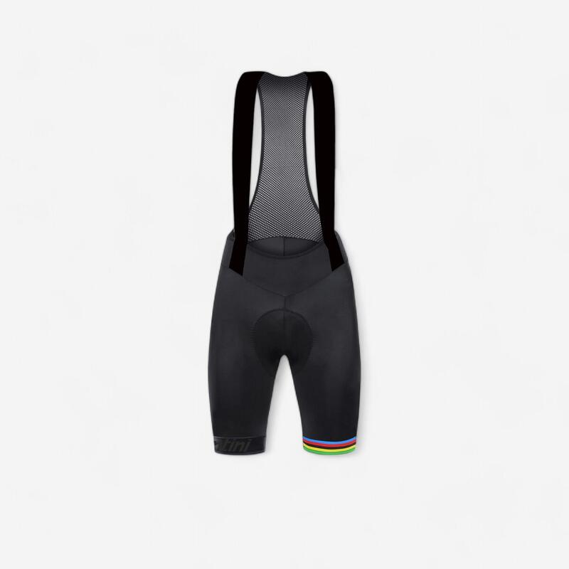 Fietsbroek met bretels voor heren UCI regenboog