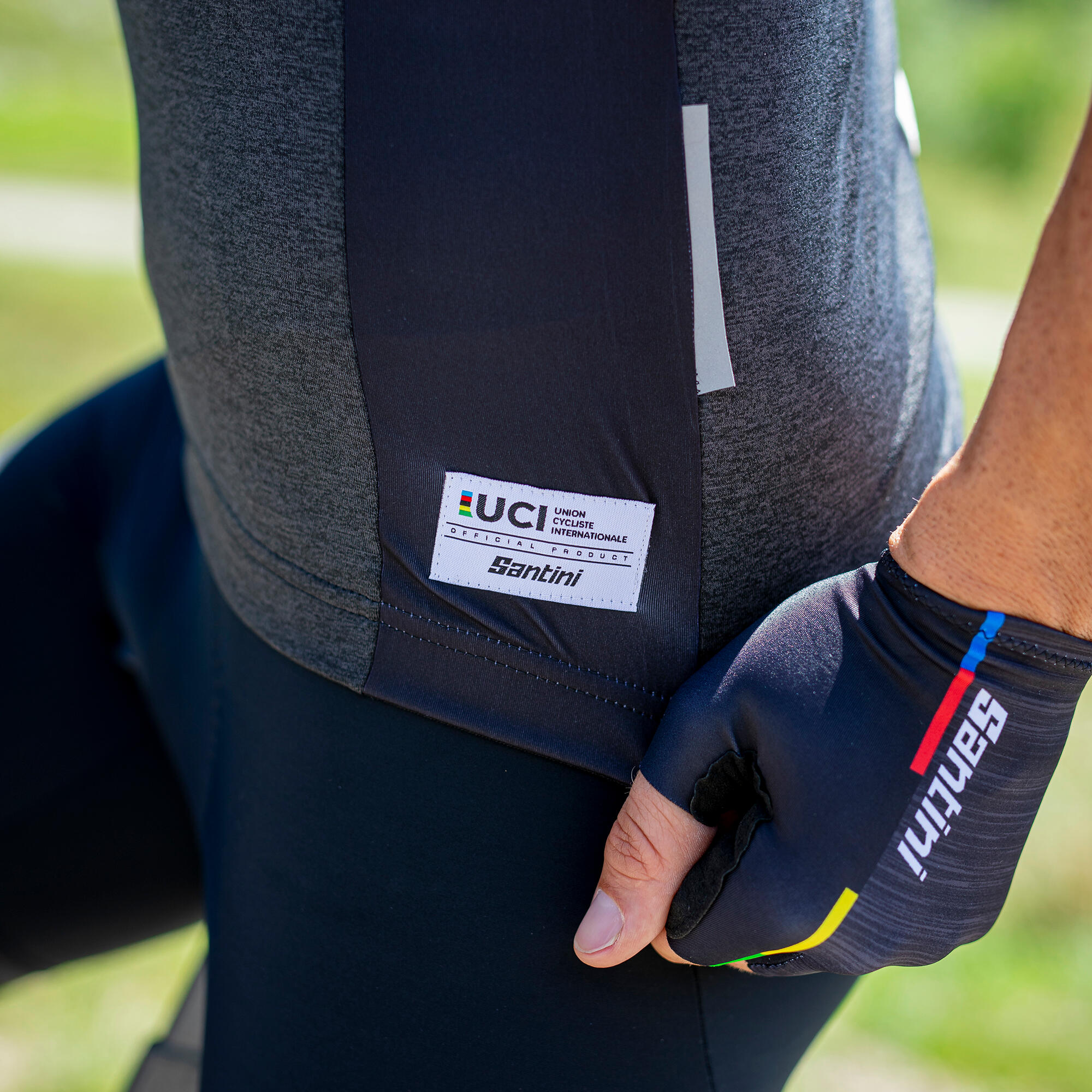 Guanti estivi Santini neri collezione Rainbow UCI 6/7