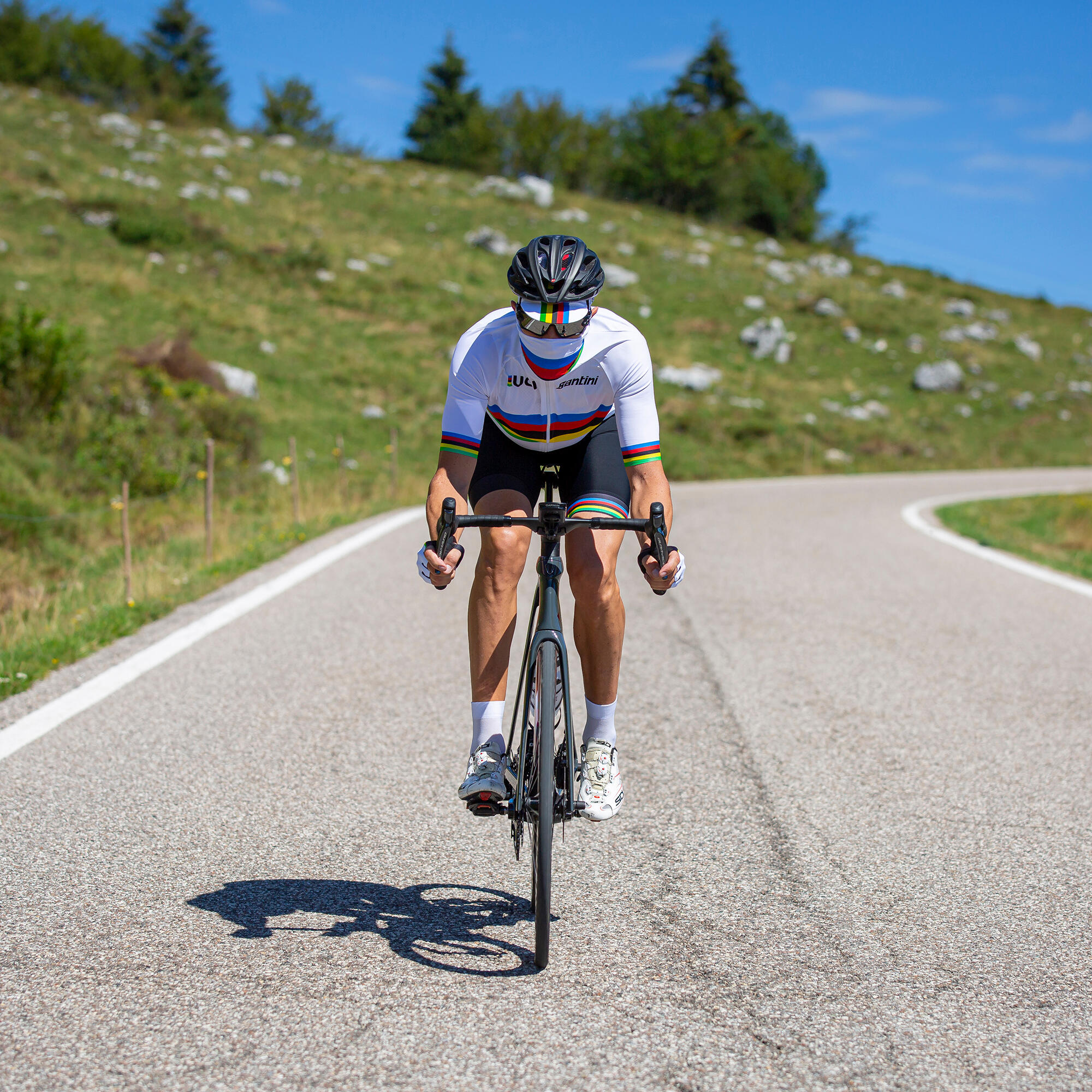 Braga de cuello ciclismo carretera Santini UCI Rainbow Decathlon