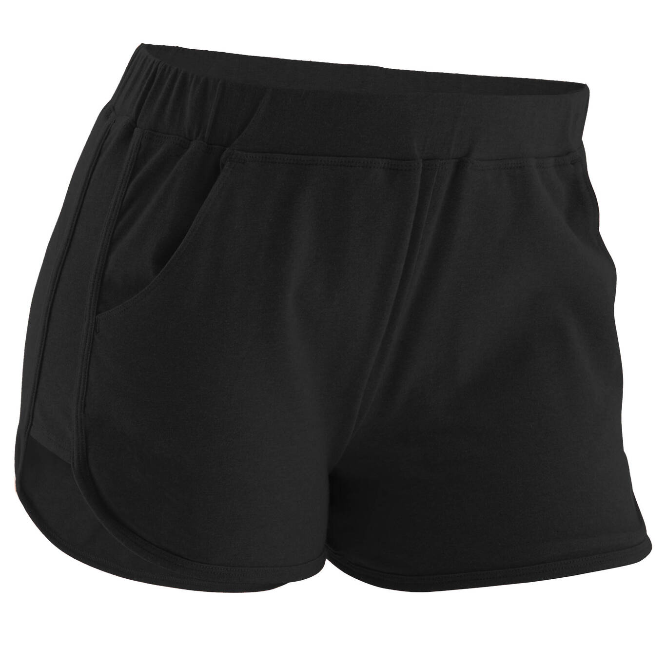 Women's Straight-Cut Cotton Fitness Shorts 520 With Pocket - Black