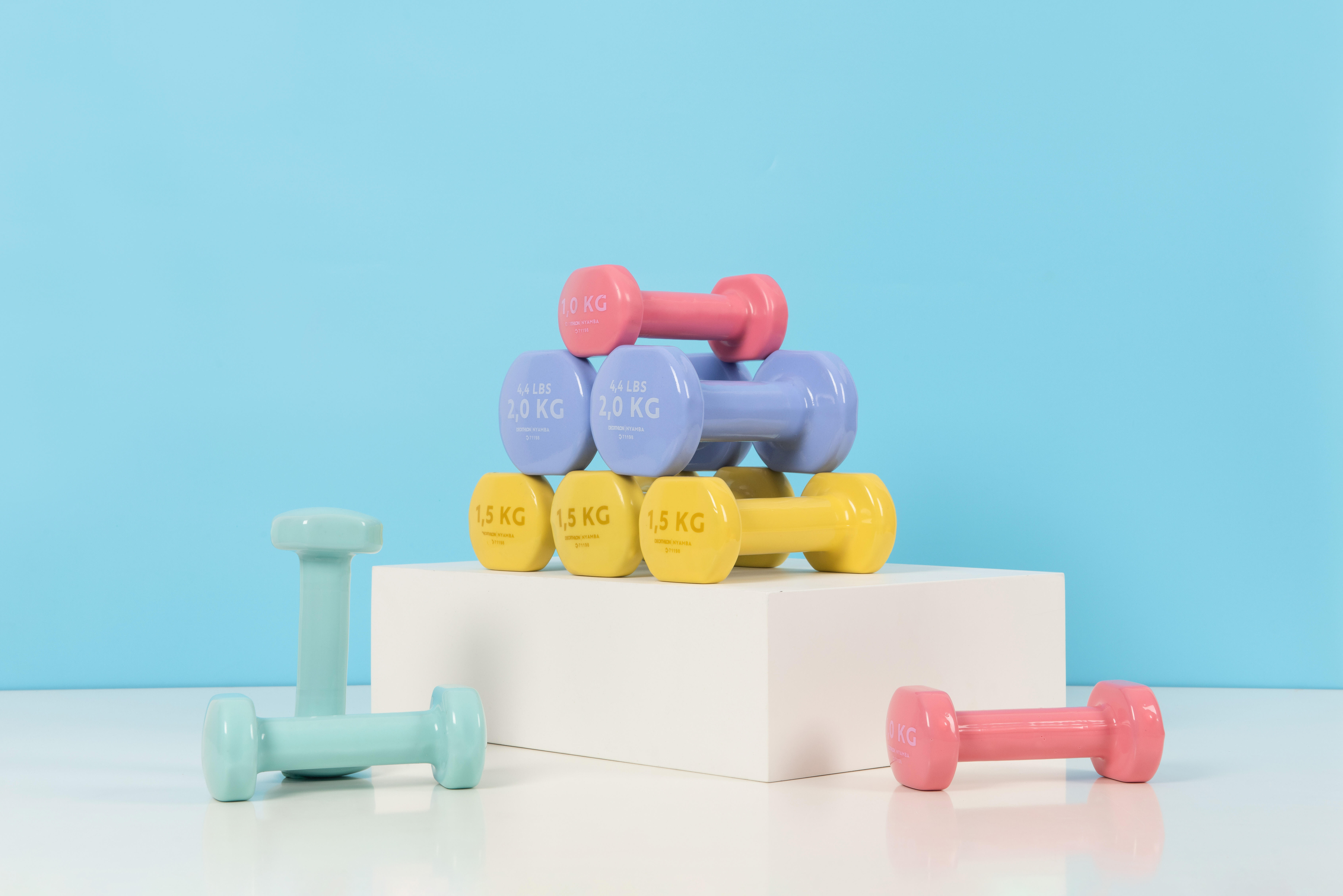 Fitness 2 kg Dumbbells Twin Pack Navy Blue DOMYOS Decathlon