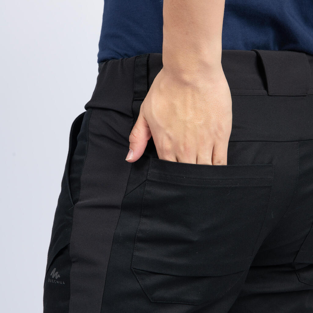 Crne muške pantalone za pešačenje NH500