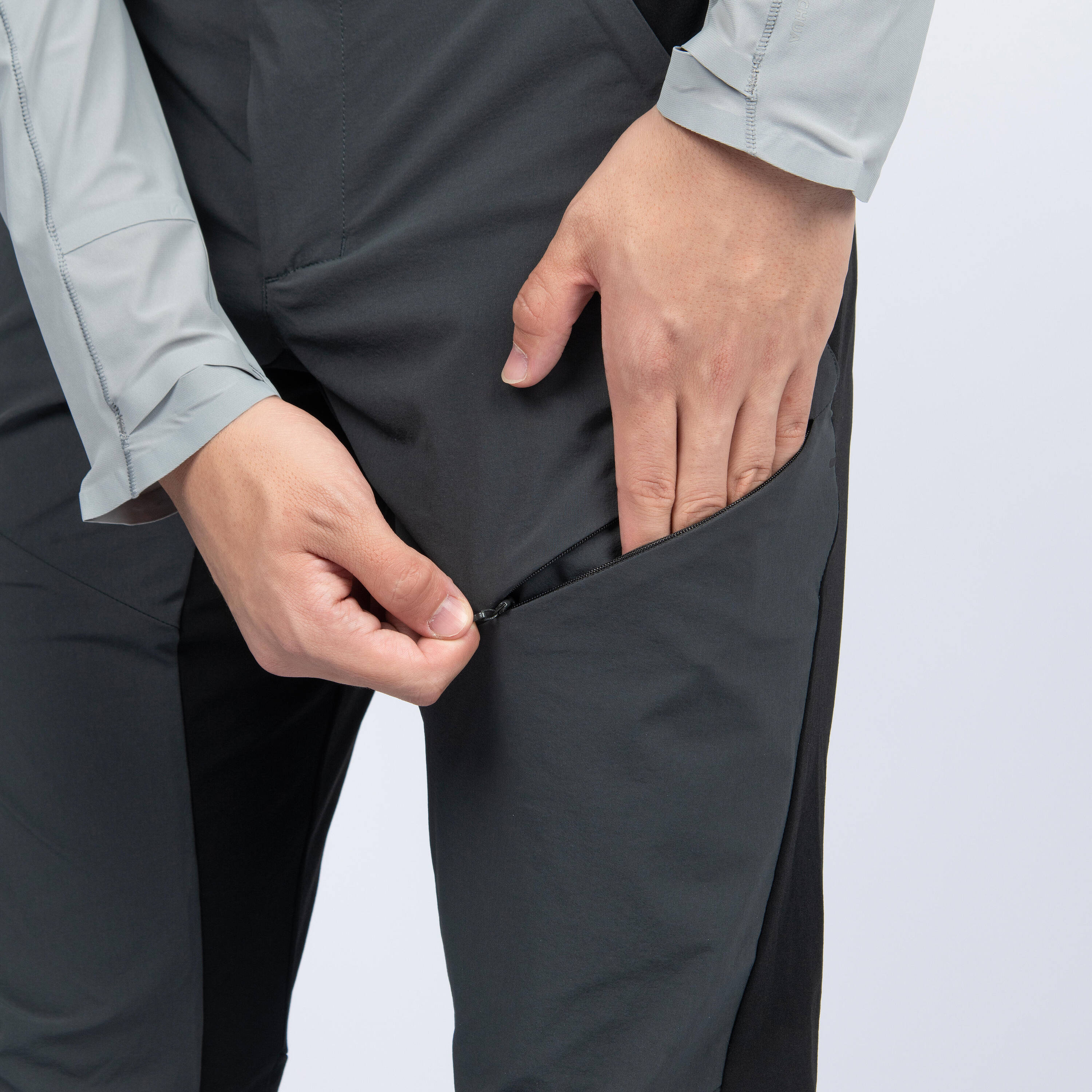 Men Dry Fit Stretchable Reinforced Hiking Pant Black - MH500 -  5