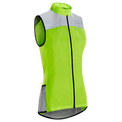 GILET COUPE VENT VELO FEMME JAUNE NORME EN1150