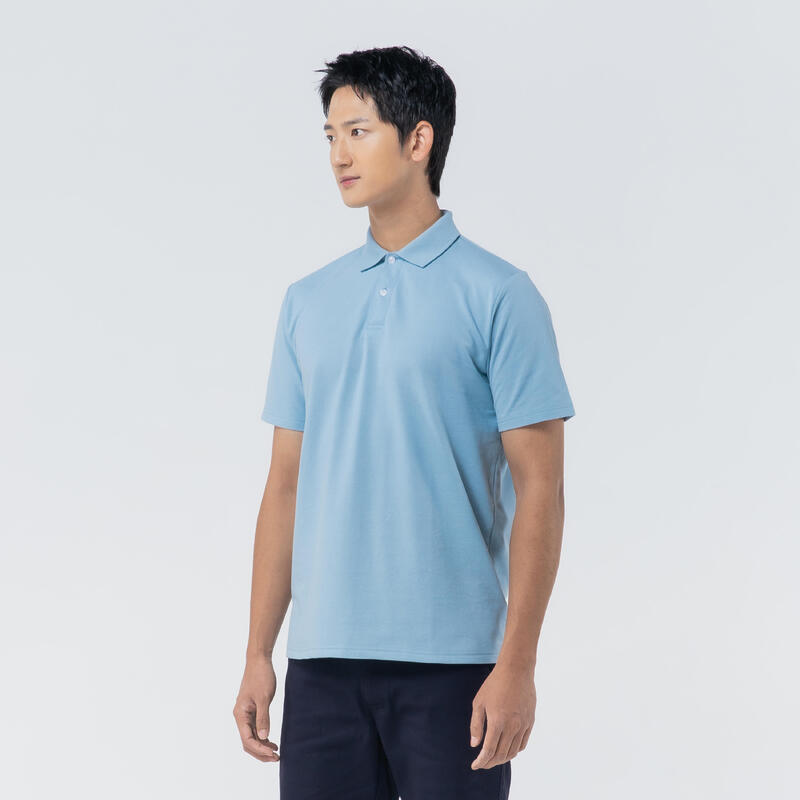 男款高爾夫短袖 Polo 衫－藍色