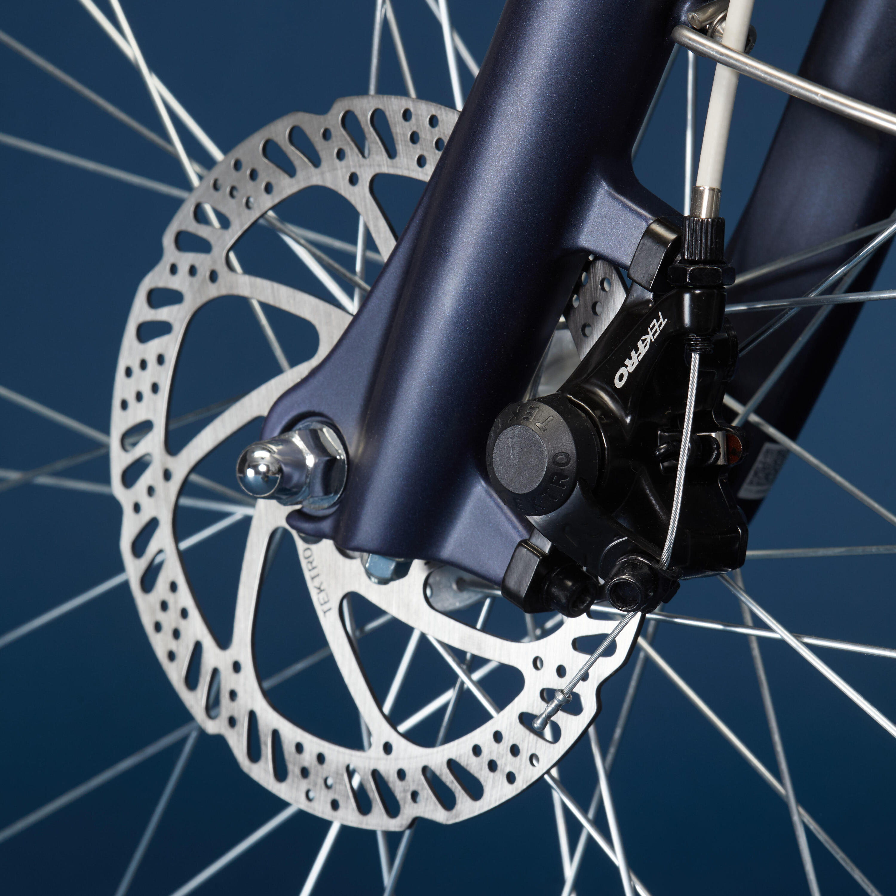 Elektrische stadsfiets Elops 900 hoog frame marineblauw 34/45
